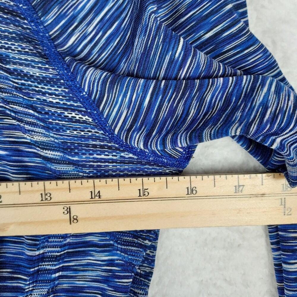 Athleta Women's Medium Blue Space Dye Workout Running Shirt Ruched Sides - Picture 8 of 9